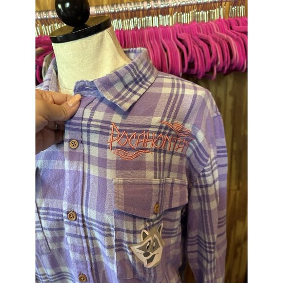 Disney Our Universe Pocahontas Women's Cotton Multicolor Plaid Shirt. Sz M - Picture 6 of 12